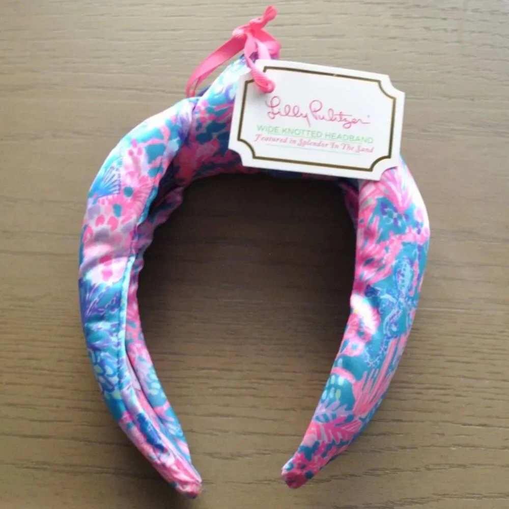Lilly Pulitzer wide Knotted Satin Headband New